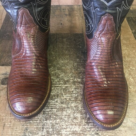 Tony Lama Vintage Round Toe Gold Label Teju Lizard Cowboy Boots Womens 4 B - Picture 6 of 12